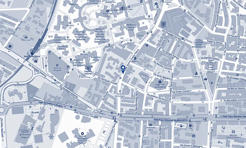 Mappa della zona di Viale Orazio Flacco 20 a Bari, con la sede di Altomare Immobiliare evidenziata